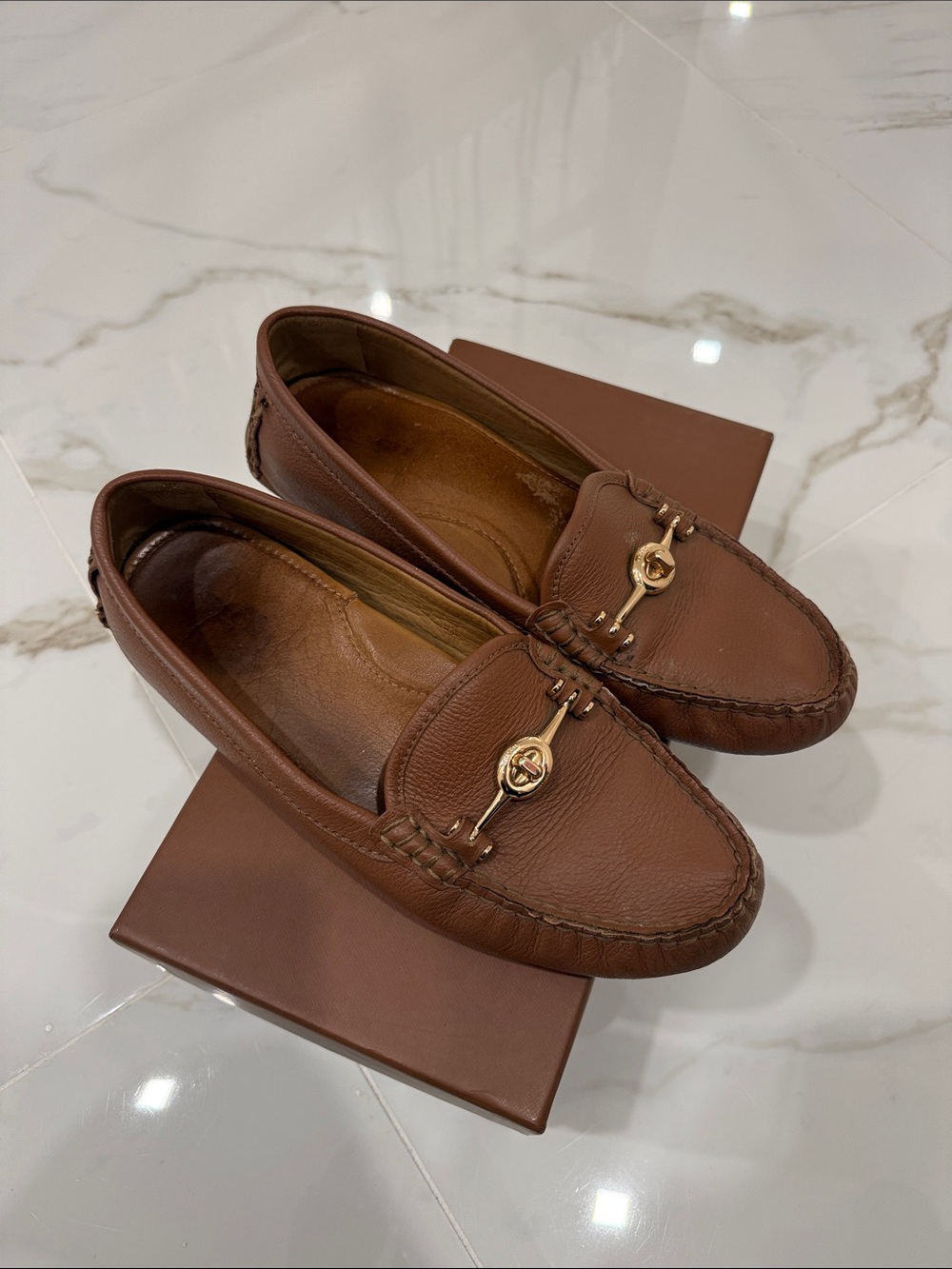 Coach Saddle Brown Leather arlene flats loafer Shoe - Picture 2 of 3